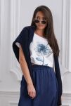 BY O LA LA! BLUZKA T-SHIRT FLOWER BIEL/GRANAT - 3