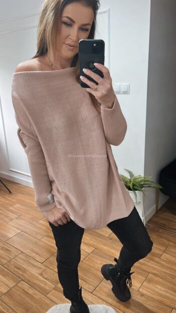 BY O LA LA...! OVERSIZOWY SWETER WODA RÓŻ
