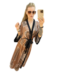  BY O LA LA...! KIMONO PLAŻOWE Z CEKINAMI BRĄZ - 7