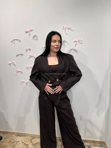 SEMPRE KOMPLET GARNITUR W PASY BIANCA CIEMNY BRĄZ