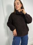 WŁOSKI OVERSIZOWY SWETER GOLF CZEKOLADA - 2