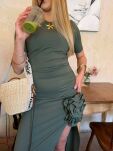 LADY DRAMA KOMPLET 3-CZĘŚCIOWY Z ODPINANYMI RÓŻAMI KHAKI - 2