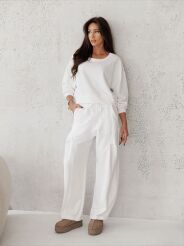 BY O LA LA...! DRESOWE SPODNIE ZASZEWKA ŚMIETANA