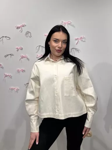 SEMPRE JEANSOWA KOSZULA OVERSIZE KRÓTKA MARCEPAN
