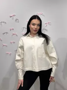 SEMPRE JEANSOWA KOSZULA OVERSIZE KRÓTKA MARCEPAN