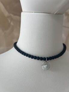 BY O LA LA ! NASZYJNIK CHOKER KAMIENIE CZERŃ/SREBRO