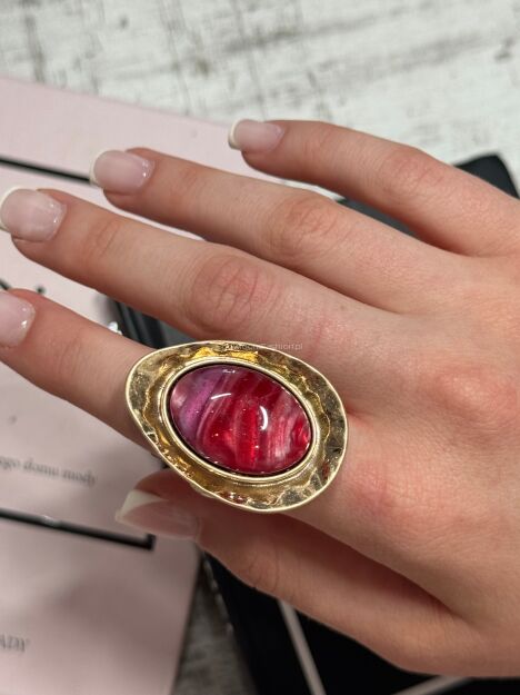 PIERŚCIONEK Z KAMIENIEM SPARKLING EYE CZERWIEŃ/RÓŻ/ZŁOTO