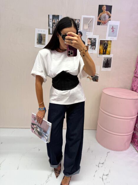 LA MILLA BAWEŁNIANY T-SHIRT OVERSIZE BIAŁY