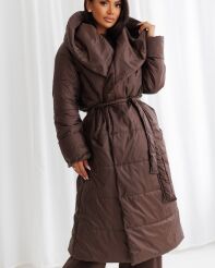 BY O LA LA! PIKOWANY PŁASZCZ KOŁDRA CZEKOLADA (CHOCOMUS)