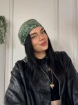 CHUSTA APASZKA Z JEDWABIEM W GEOMETRYCZNE WZORY ZIELONA - 2