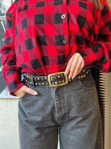 BY O LA LA...! PASEK Z NITAMI CZARNY/ZŁOTO