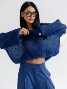 BY O LA LA.. ! SWETER MGIEŁKA AGNES GRANAT (DENIM)