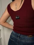 MINOUU BLUZKA TOP PRĄŻEK V-NECK BORDO - 3