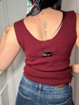 MINOUU BLUZKA TOP PRĄŻEK V-NECK BORDO - 4
