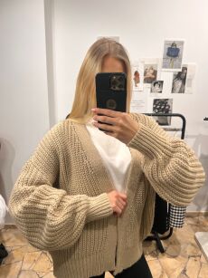 SEMPRE OVERSIZOWY SWETER KARDIGAN KRÓTKI BEŻ