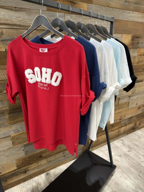 BY O LA LA! BLUZKA T-SHIRT SOHO CZERWONY