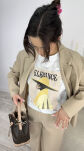 BY O LA LA! BLUZKA T-SHIRT ELEGANCE BIEL/ŻÓŁTY - 3