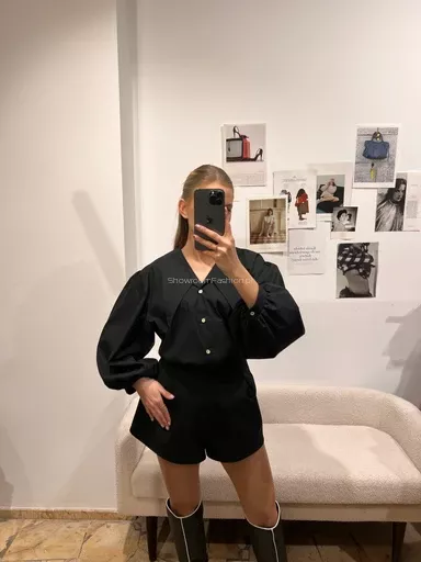 LA MILLA KOSZULA Z DUŻYM KOŁNIERZEM CZARNA