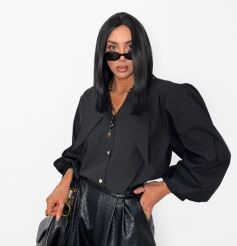 LA MILLA KOSZULA Z DUŻYM KOŁNIERZEM CZARNA