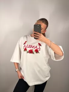 LA MILLA BLUZKA T-SHIRT LOGO RÓŻE BIAŁY