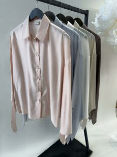 BY O LA LA! KOSZULA WIĄZANE RĘKAWY BEŻ (NUDE)