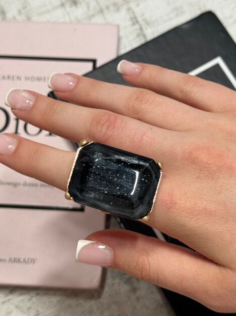 PIERŚCIONEK Z KAMIENIEM GALAXY CZARNY/ZŁOTO