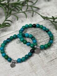BY O LA LA ! BRANSOLETKA Z KAMIENI NATURALNYCH PETROL/TURKUS/ZIELEŃ/SREBRO