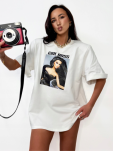 LA MILLA BLUZKA T-SHIRT OVERSIZE GIRL BOSS BIAŁY - 3