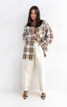 SEMPRE KOSZULA OVERSIZE W KRATĘ CAMEL/ECRU - 2