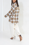 SEMPRE KOSZULA OVERSIZE W KRATĘ CAMEL/ECRU - 3