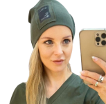 BY O LA LA...! PRĄŻKOWANA CZAPKA Z NASZYWKĄ KHAKI - 4