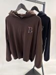 BY O LA LA...! DRESOWA BLUZA HOODIE Z ŻAKARDOWYM LOGO CZARNA - 5