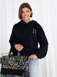 BY O LA LA...! DRESOWA BLUZA HOODIE Z ŻAKARDOWYM LOGO CZARNA - 2