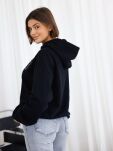 BY O LA LA...! DRESOWA BLUZA HOODIE Z ŻAKARDOWYM LOGO CZARNA - 4
