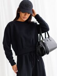 BY O LA LA!  BLUZA Z MARSZCZENIEM Z TYŁU CZARNA