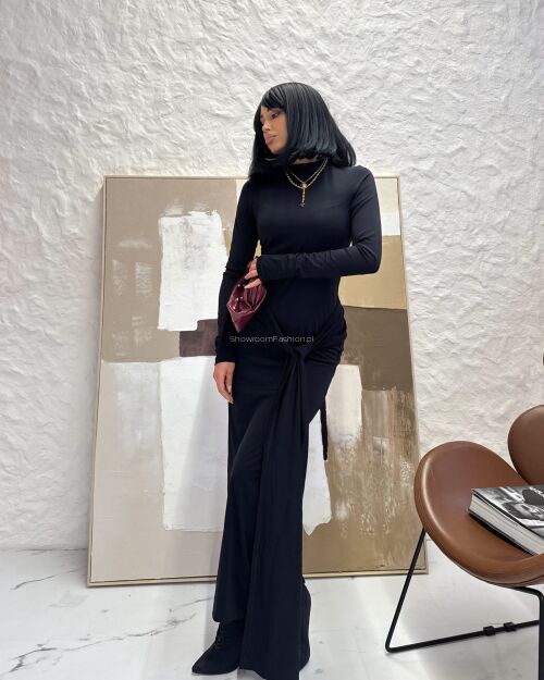 LA MILLA SUKIENKA MAXI Z SZARFĄ CZARNA