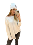 BY O LA LA.. ! ASYMETRYCZNY SWETER Z DZIURAMI ECRU - 6