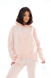 NATURAL SIDE BLUZA Z KAPTUREM BOXY PUDROWY RÓŻ