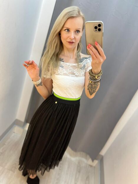 BY O LA LA! SPÓDNICA MAXI Z HALKĄ CZARNA