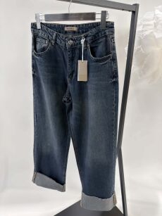 BY O LA LA...! JEANSY Z PODWIJANYM DOŁEM DARK DENIM