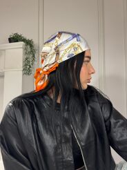 CHUSTA APASZKA Z JEDWABIEM PASKI/ŁAŃCUSZKI/MULTICOLOR