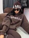LA MILLA OVERSIZOWA BLUZA KANGURKA Z LOGO CZEKOLADA - 3