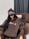 LA MILLA OVERSIZOWA BLUZA KANGURKA Z LOGO CZEKOLADA - 5