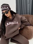 LA MILLA OVERSIZOWA BLUZA KANGURKA Z LOGO CZEKOLADA - 6