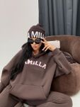 LA MILLA OVERSIZOWA BLUZA KANGURKA Z LOGO CZEKOLADA - 4