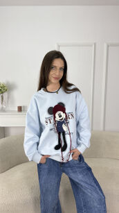 DRESOWA BLUZA MICKEY MOUSE W CZAPCE NIEBIESKA