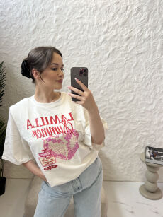 LA MILLA BLUZKA T-SHIRT OVERSIZE DISCO BIAŁY