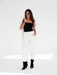 BY O LA LA! SPODNIE BALLOON EMPIRE OFF WHITE