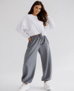 BY O LA LA! ASYMETRYCZNA BLUZA OVERSIZE RÓŻA BIAŁA