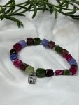 BY O LA LA ! BRANSOLETKA Z KAMIENI NATURALNYCH KWADRATOWA FIOLET/ZIELEŃ/MULTICOLOR/SREBRO - 2